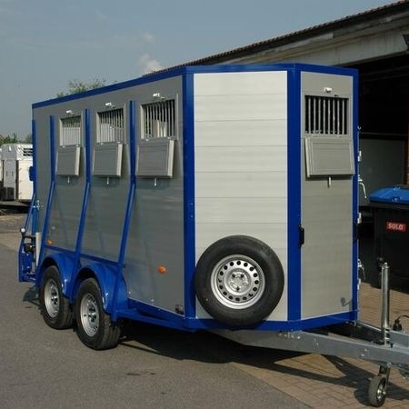 Aufnahme eines Pferdeanhängers mit blauen Zierleisten