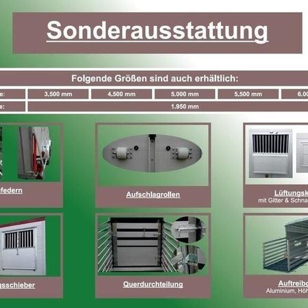 Auszug aus dem Viehanhängerkatalog mit mehreren Bildern und Daten