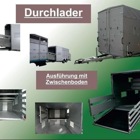 Auszug aus dem Viehanhängerkatalog mit mehreren Bildern und Daten