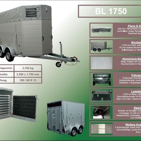 Auszug aus dem Viehanhängerkatalog mit mehreren Bildern und Daten